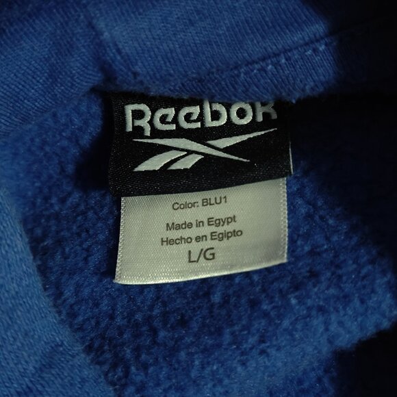Reebok Men's Size L Hoodie Pullover Blue/White Identity Fleece Cotton Sweatshirt - Picture 12 of 14